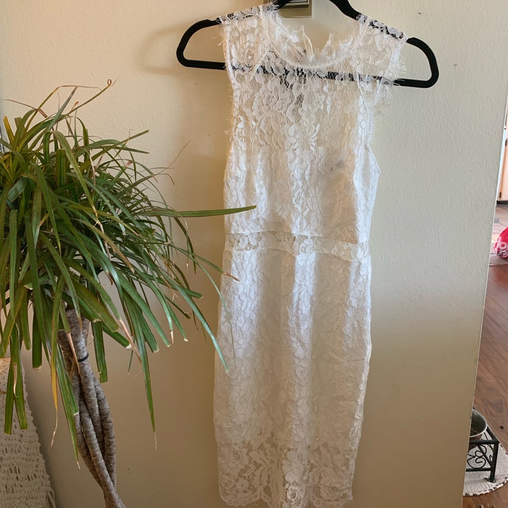 White Lace Midi Dress